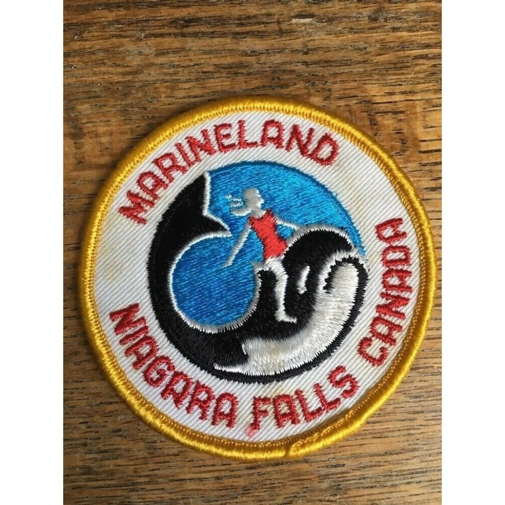 Marineland Niagara Falls Canada Killer Whale Girl on Orca Logo Souvenir Patch
